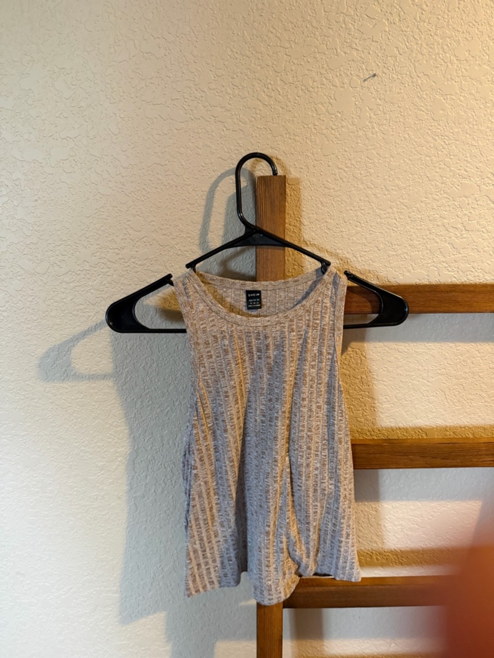 SHEIN Light Brown Ribbed Scoop Neck Tank Top